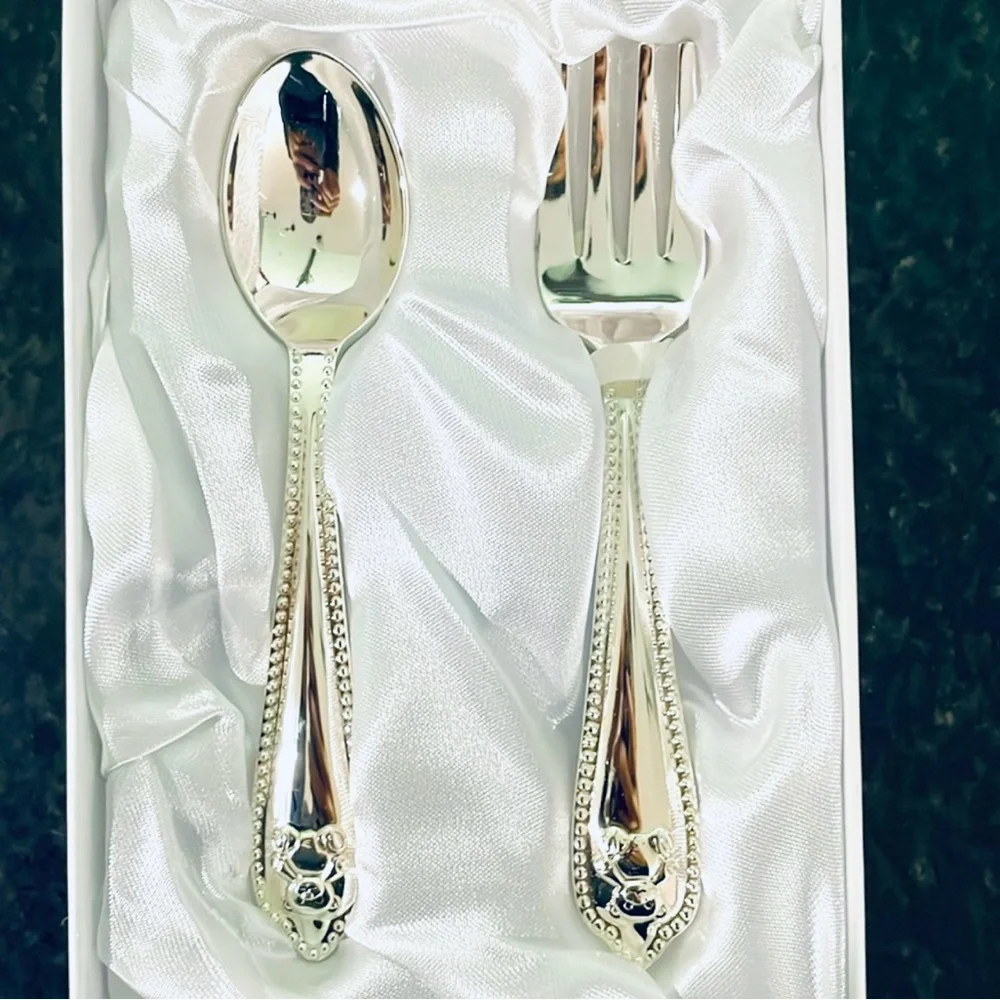 Things Remembered Silver Plated Baby Spoon & Fork Gift Set Keepsake